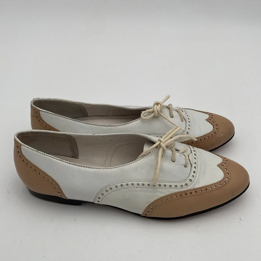Vintage GH Bass Women Two-Tone Oxford Shoes leather casual retro Y2K office goth